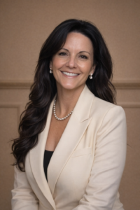 Warm professional portrait with pearls